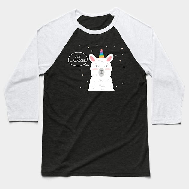 Funny Llamacorn - Funny Cute Llama Unicorn Baseball T-Shirt by Pannolinno